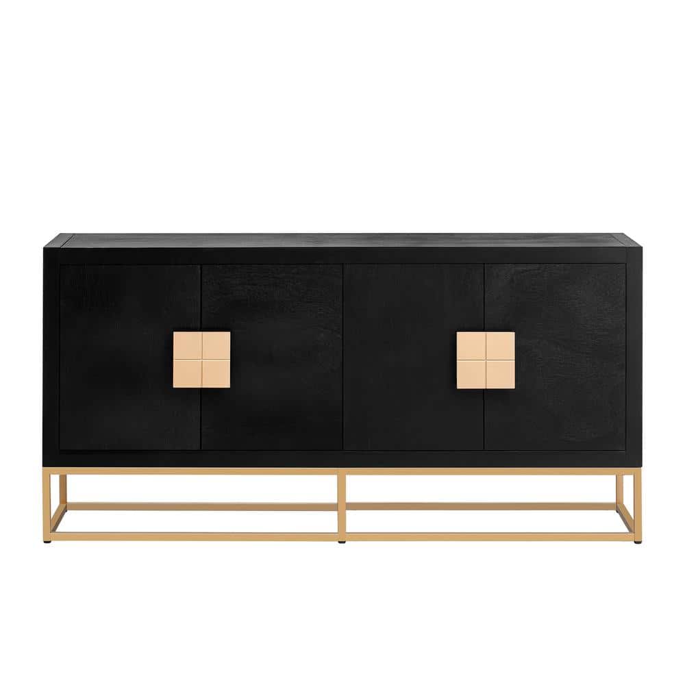 63 in. W x 15.7 in. D x 31.8 in. H Black Linen Cabinet with Unique Support 