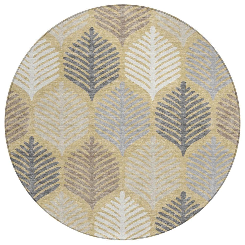 Chantille Machine Washable Indoor/Outdoor Abstract ACN2515 Gold 8 ft. x 8 ft. Round Rug price history on PriceWatchPro