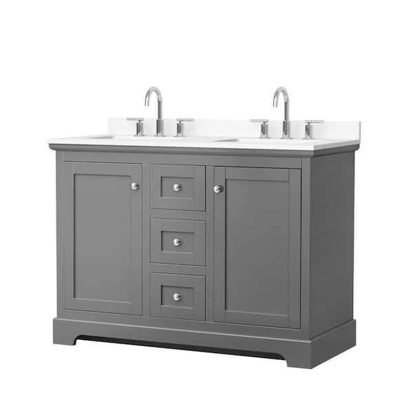 Avery 48 in. Double Freestanding Dark Gray Bath Vanity with White Cultured Marble Top