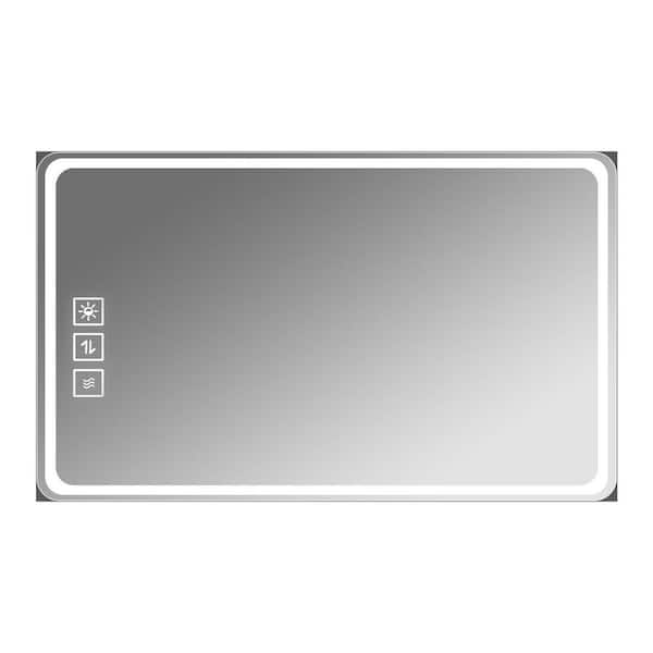 Unbranded 40 in. W x 24 in. H Rectangular Anti-Fog Frameless Wall Bathroom Vanity Mirror with LED Light, 5 mm Silver Mirror