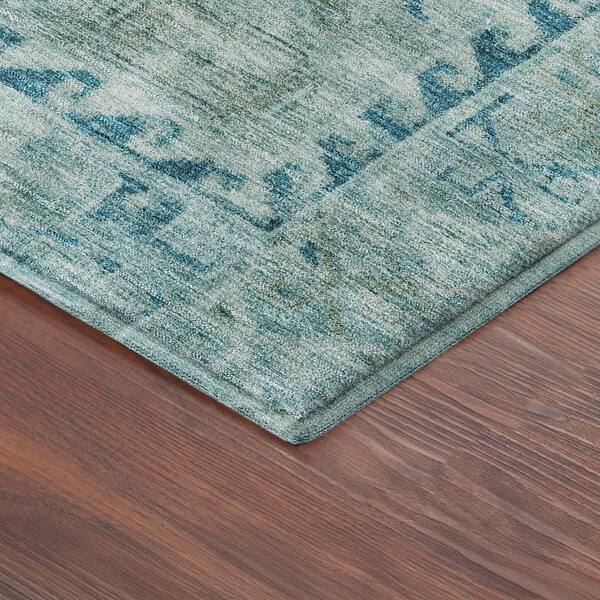 Mayfield Premium Machine Washable Abstract AMF2357 Aqua 5 ft. x 7 ft. 6 in. Area Rug