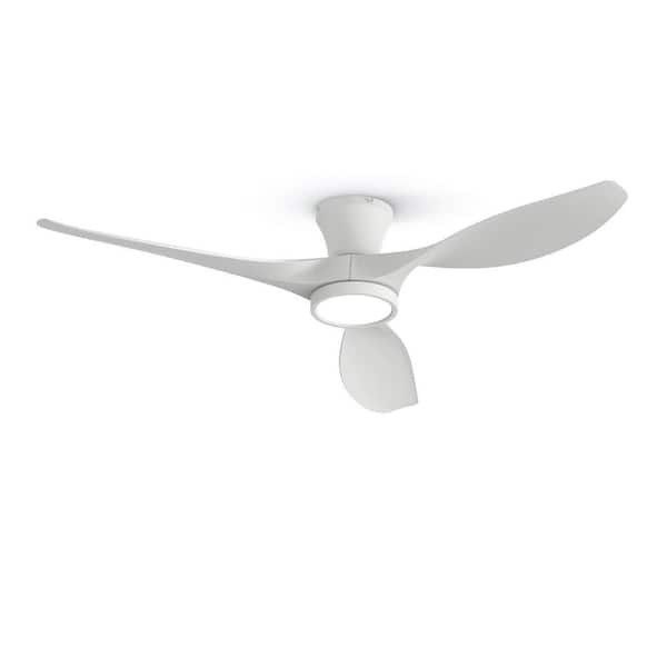R3 52 in. Indoor Ceiling Fan with Light and Remote Flush Mount Low Profile,Quiet Reversible DC Motor, 3 CCT Light,White