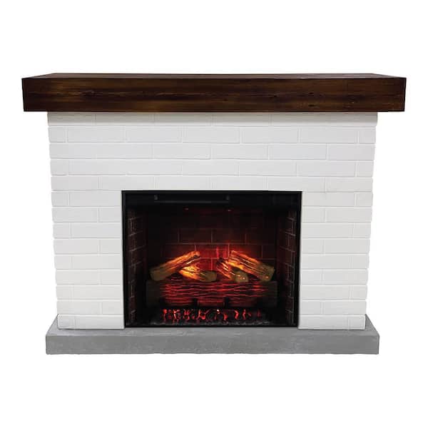 COUNTRY LIVING Jackson 55 in. Freestanding White Brick Electric ...
