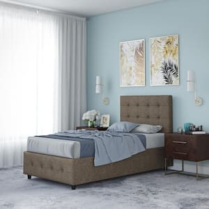 Sherry Gray Upholstered Linen Twin Size Bed