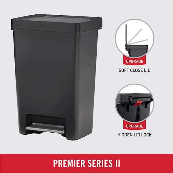 Rubbermaid 12.4G Premier Series II Step-On Trash Can with Lid Lock