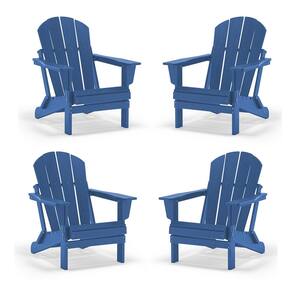 Classic Blue Folding Plastic Adirondack Chair (4-Pack)