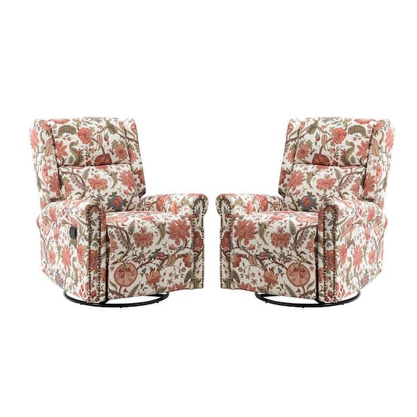 JAYDEN CREATION Jahwe Red Manual Livingroom Swivel Glider Nursery Recliner with Swivel Base (Set of 2)