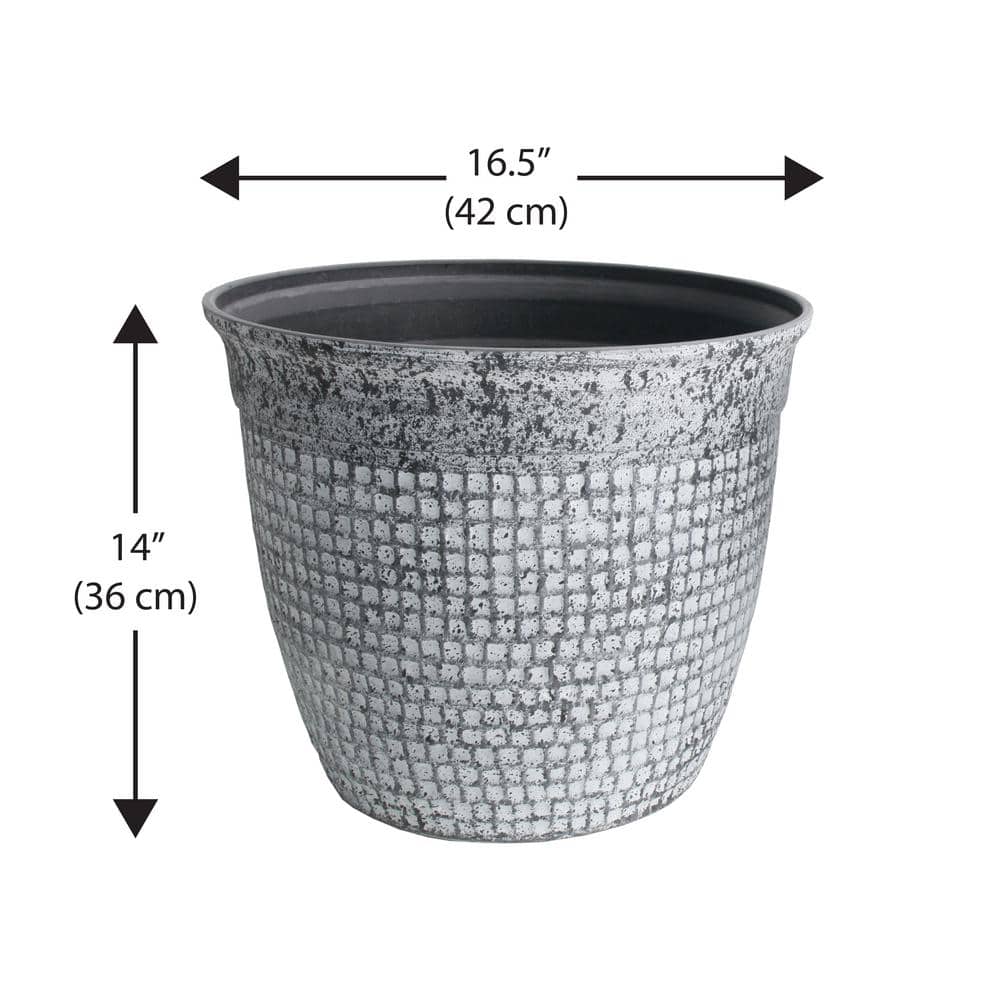 Acerra 16" Gray Stone and Resin Mosaic Outdoor Planters (2-Pack)
