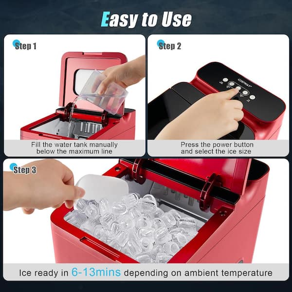 Ice Cube Maker Countertop Small, 3 Size Bullet Shaped Ice, 10 Cubes Ready  in 8 Minutes, 33 LBS/24 H