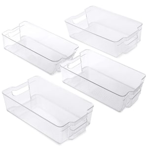 4 Pack Clear Refrigerator Organizer Bins XL Fridge Storage Containers Pantry Freezer Kitchen Organization Bins
