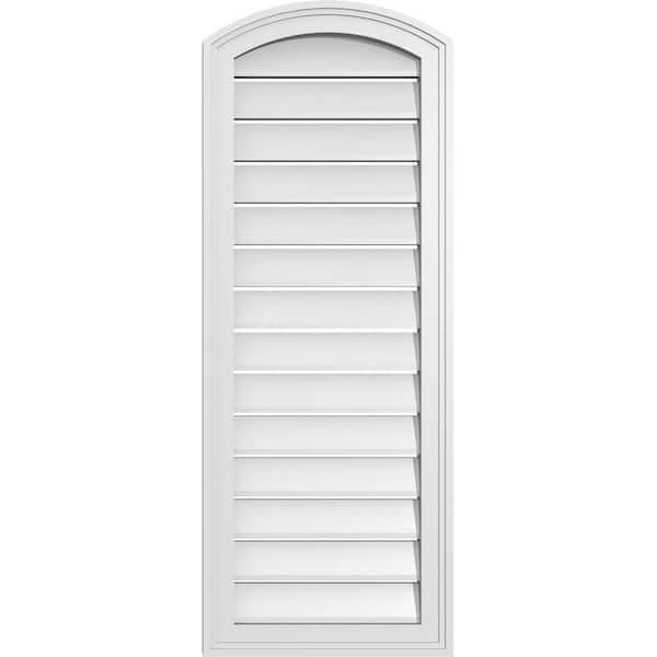 Ekena Millwork 16" x 40" Arch Top Surface Mount PVC Gable Vent: Non-Functional with Brickmould Frame