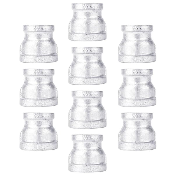PIPE DECOR 3/4 in. x 1/2 in. Galvanized Iron FPT x FPT Reducing Coupling Fitting (10-Pack)