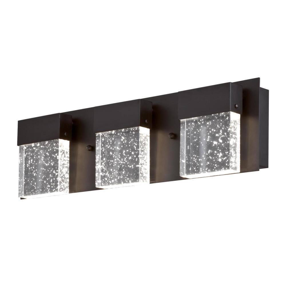 Matte Black LED Vanity Light with Bubble Glass Shades