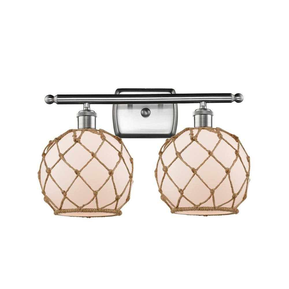 Innovations Farmhouse Rope 16 in. 2Light Brushed Satin Nickel Vanity