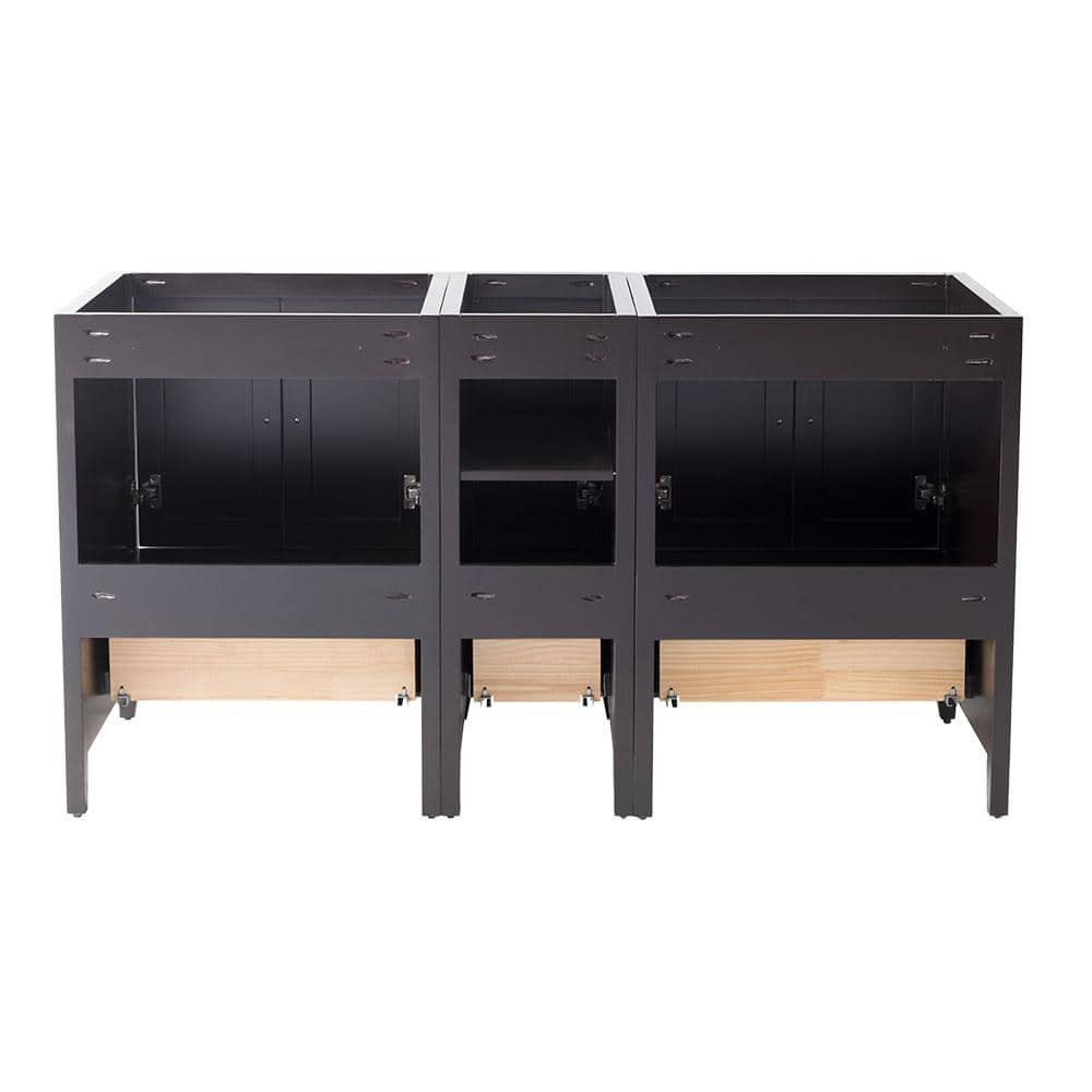 Espresso 60" Double Freestanding Engineered Wood Vanity Base