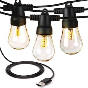 Ambience Pro Outdoor 24.5 ft. USB Powered LED 1.5-Watt S14 Edison Bulb Hanging String Light 3000k