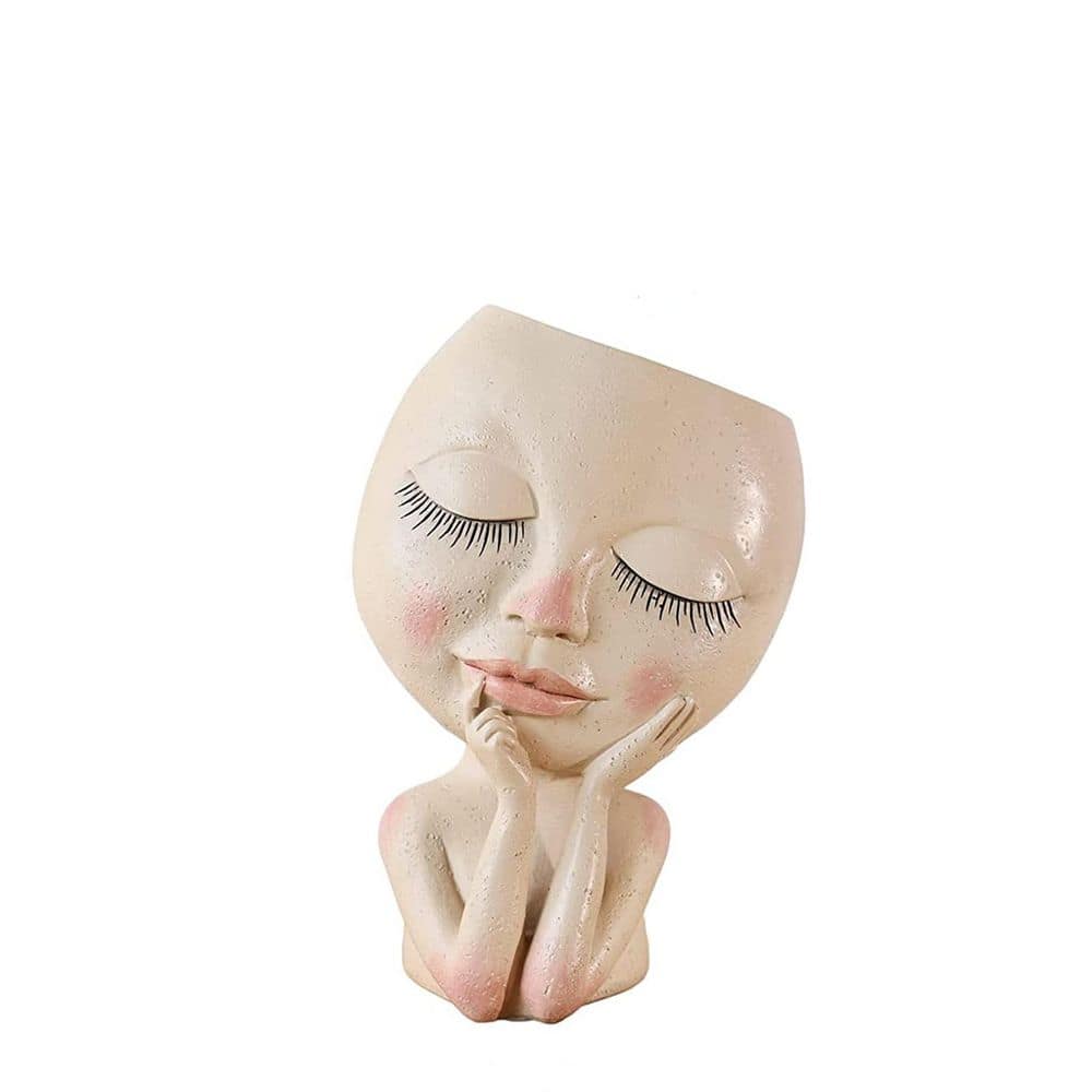 Human Face Pots Indoor and Outdoor Plant Pots Resin Pots with Drainage Hole