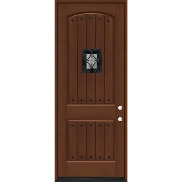 Steves & Sons 36 in. x 96 in. 2-Panel Left-Hand/Inswing Chestnut Stain Fiberglass Prehung Front Door with 4-9/16 in. Jamb Size