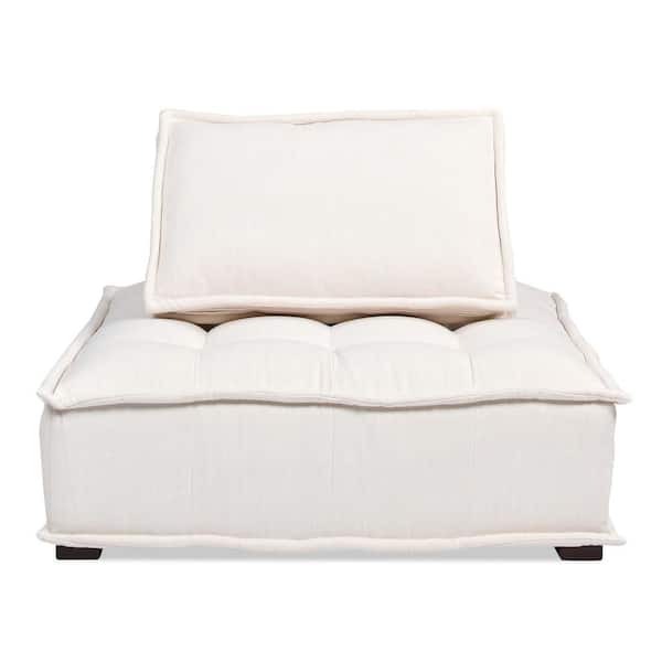 Jennifer Taylor Arwen 42 in. Square Modular Linen Pillow Back Large Living Room Comfortable Lounge Chair and a Half in Beige