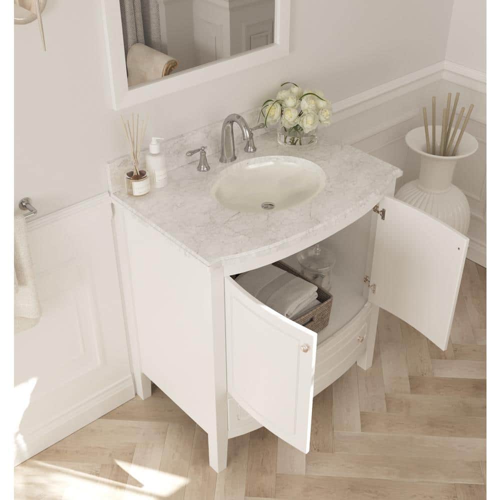 Estella 32" White Cabinet with Marble Countertop