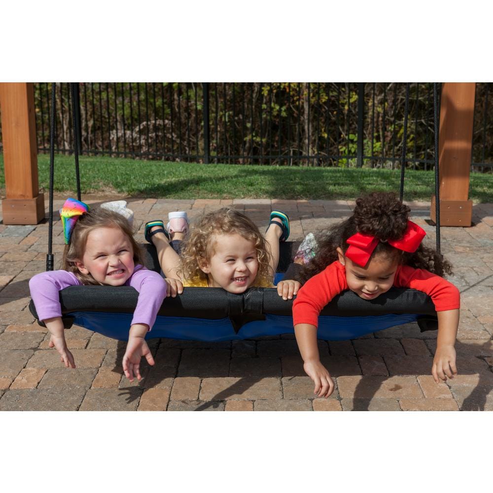 Blue and Black Heavy-Duty Rectangular Platform Swing with Steel Frame