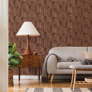 Sublime Modella Wood Walnut Brown Wallpaper Sample
