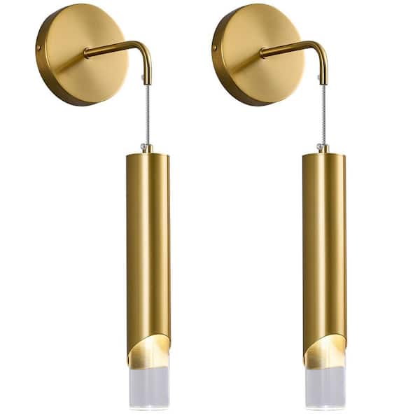 Home Light 1 Light Modern Gold Bedside Wall Lamp Acrylic LED Wall Sconce, 2Pack