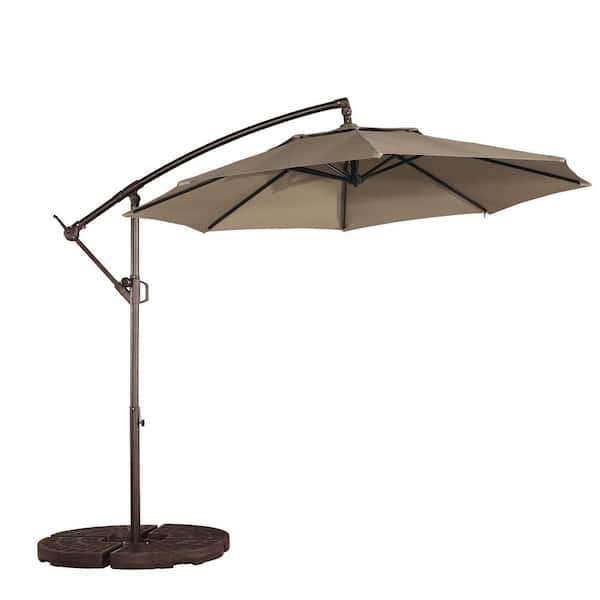 Boyel Living 10 ft. Outdoor Cantilever Hanging Patio Umbrella Waterproof and UV Resistant in Tan