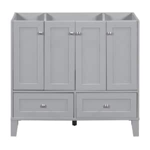 35.5 in. W x 17 in. D x 33 in. H Freestanding Bath Vanity Cabinet without Top in Grey