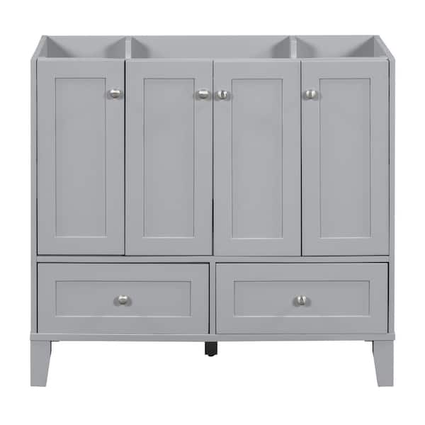 Staykiwi 35.5 in. W x 17 in. D x 33 in. H Freestanding Bath Vanity Cabinet without Top in Grey