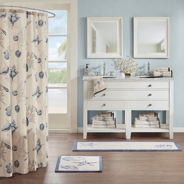 Nantucket Blue 72 in. Printed Shower Curtain