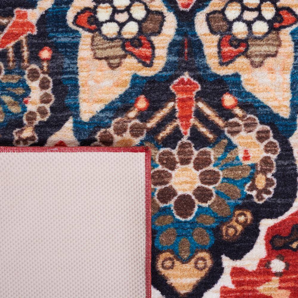 Riviera Elegance 5'5" x 7'7" Black & Red Synthetic Non-Slip Area Rug