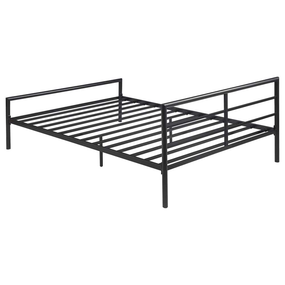 Contemporary Full Metal Bed Frame with Slatted Headboard in Gunmetal