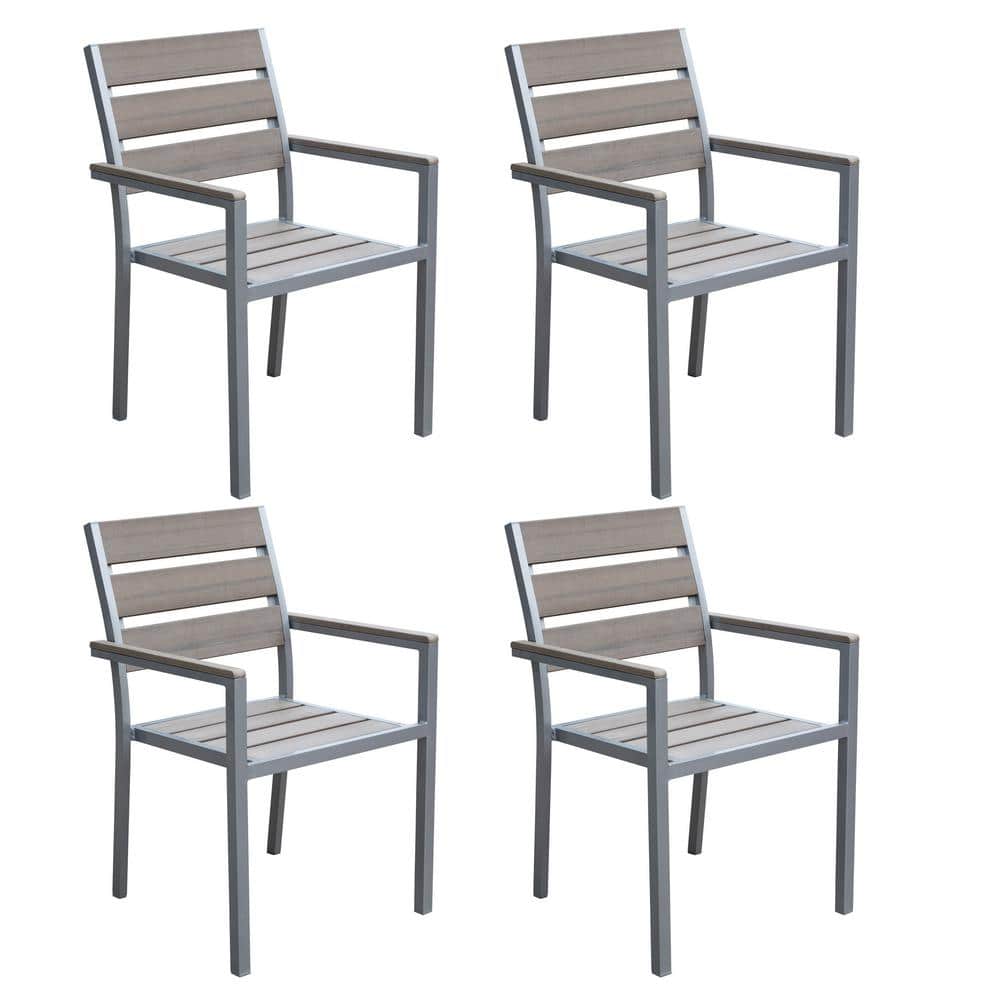 CorLiving Sun Bleached Grey Outdoor Dining Chairs  Set of 4