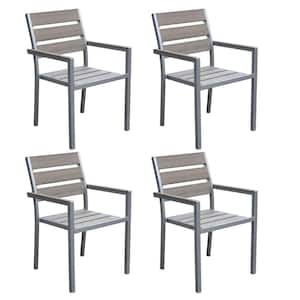 Gallant Sun Bleached Grey Rust Proof High Density Polyethylene Outdoor Dining Chairs, Set of 4