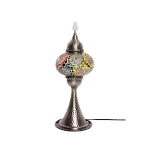 16 in. Brass Color Table Lamp Multi-Color Handmade Elite Separated Circles Mosaic Glass with Metal Base
