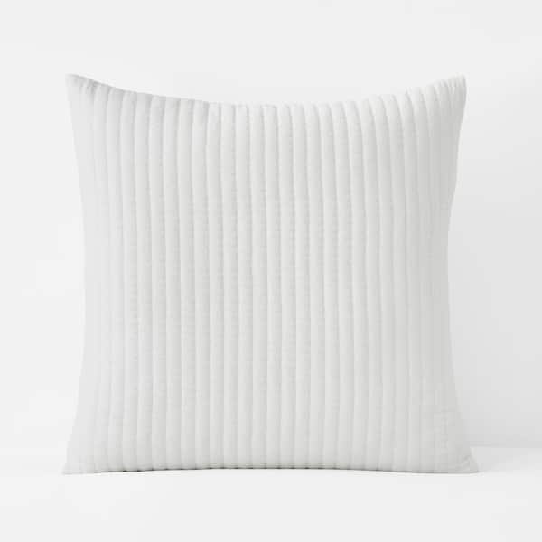 The Company Store Legends Luxury Straight Stitch Velvet White Cotton Euro Quilted Sham