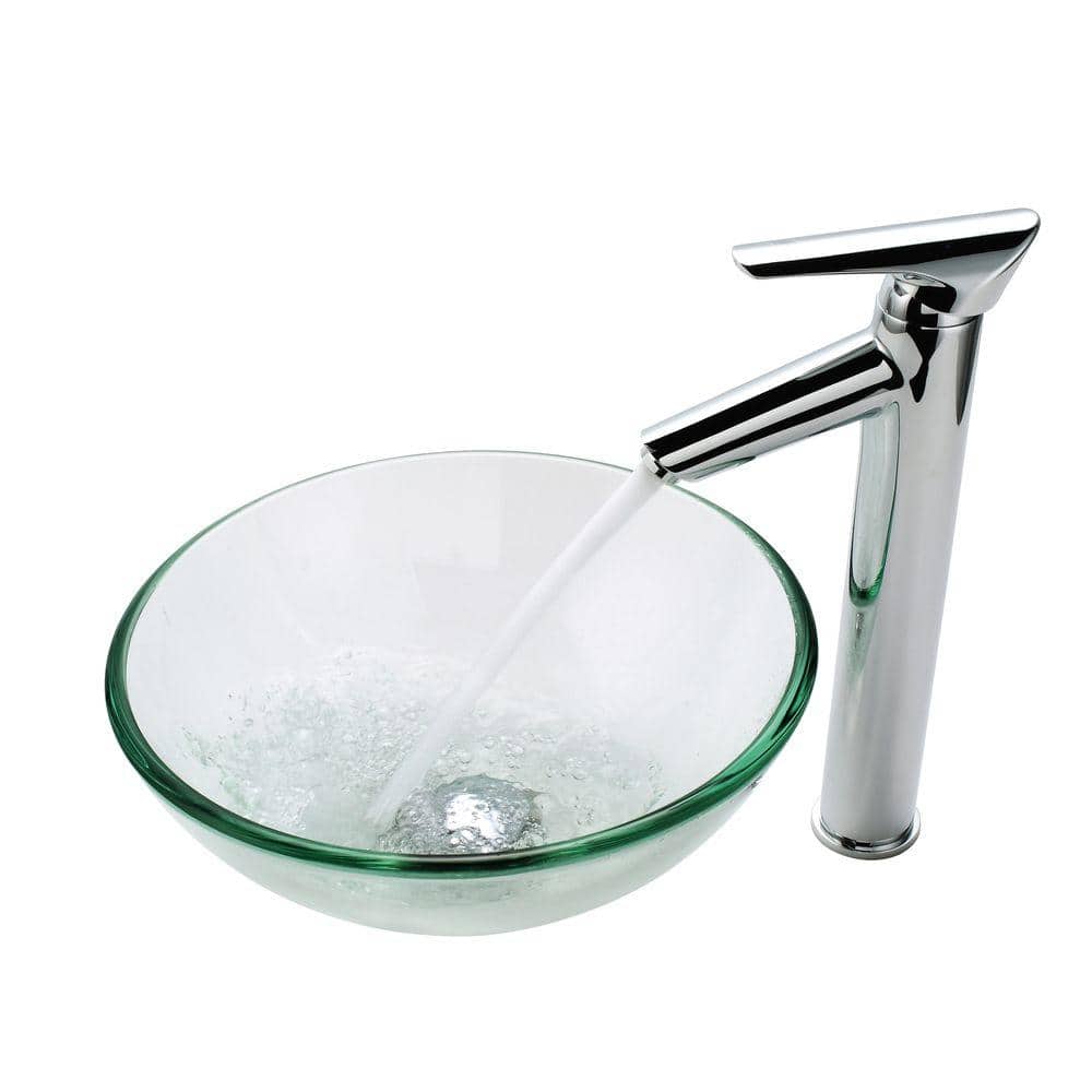 14 Inch Clear Glass Round Vessel Sink