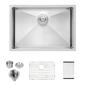 28 in. x 18 in. Undermount Kitchen Sink, 16-Gauge Stainless Steel Single Bowl in Brushed Nickel