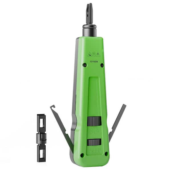 Punch Down Impact Tool Adjustable LO/HI Impact Force 110 66 Blades Ergonomic Handle Network Green 1-Piece