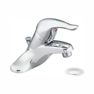 Chateau 4 in. Centerset Single-Handle Low-Arc Bathroom Faucet with Metal/Plastic Drain Assembly in Chrome (1/2 in. IPS)