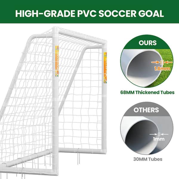BOZTIY 8 ft. x 6 ft. Soccer Goal for Backyard PVC Foldable Soccer