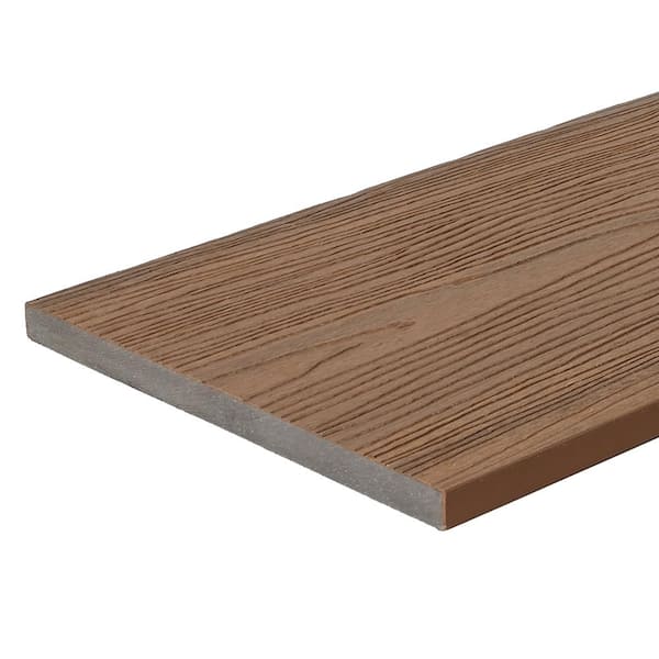 Unbranded 1 in. x 12 in. to 12 ft. Sylvanix Elite Capped Composite Fascia -Harvest Brown Square Edge Fully Encapsulated