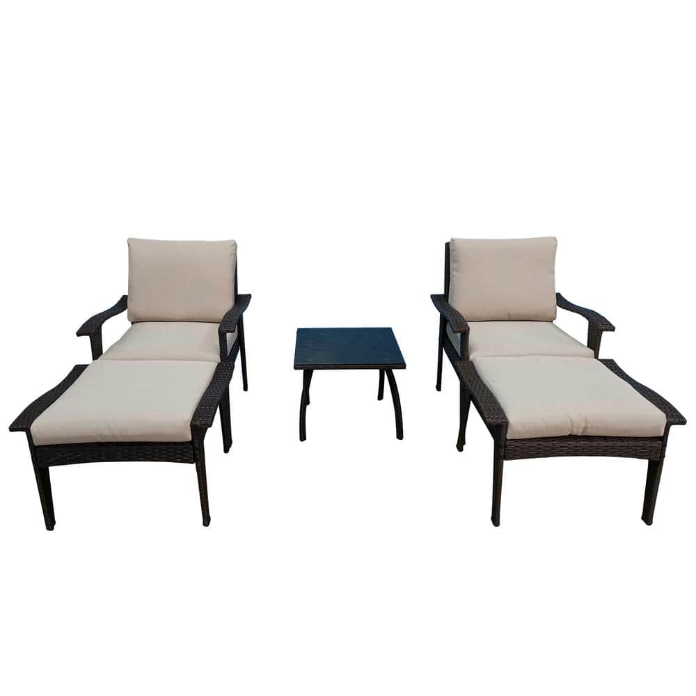 5-Pieces Wicker Patio Conversation Set, Patio Furniture Outdoor Chair and O