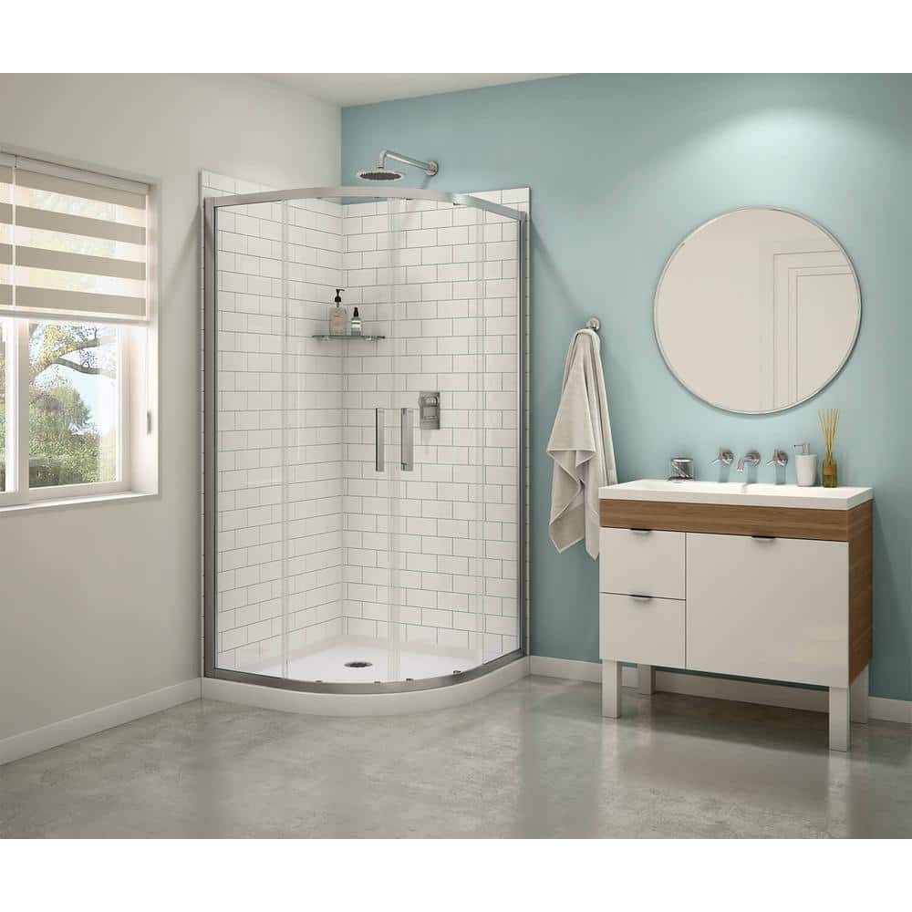 MAAX Sakura 38 in. x 71.5 in. Semi-Frameless Shower Door in Clear Chrome  with 38 in. x 38 in. Base in White 106540-900-084-000 - The Home Depot