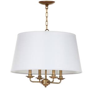 Kimball 4-Light Gold/White Candle-Style Drum Hanging Pendant Lighting