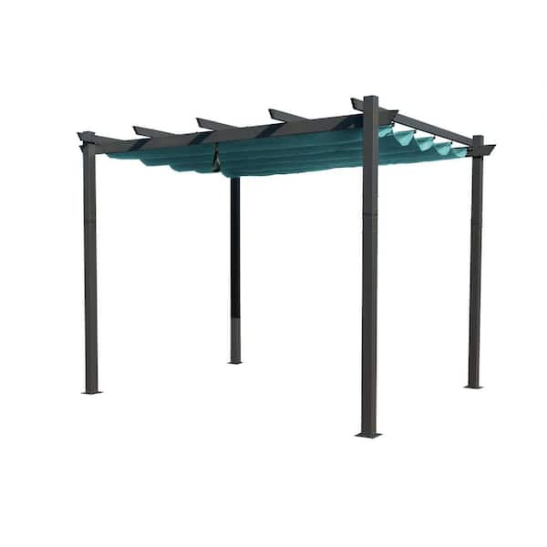 Morgan 12 ft. x 10 ft. Aluminum Frame Outdoor Pergola with Blue Canopy