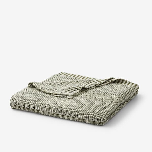 The Company Store Company Cotton Kimia Knit Green Throw Blanket