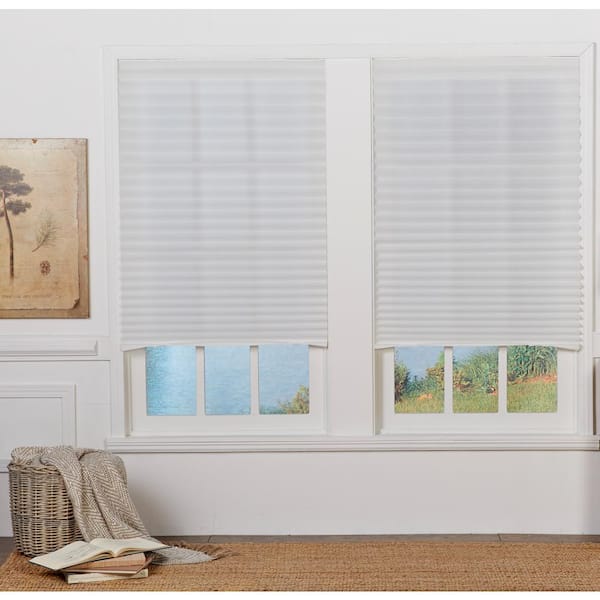 Perfect Lift Window Treatment White Cordless Light-Filtering Set of  Temporary Pleated Shades 48in. W x 72in. L TSHD480720 The Home Depot