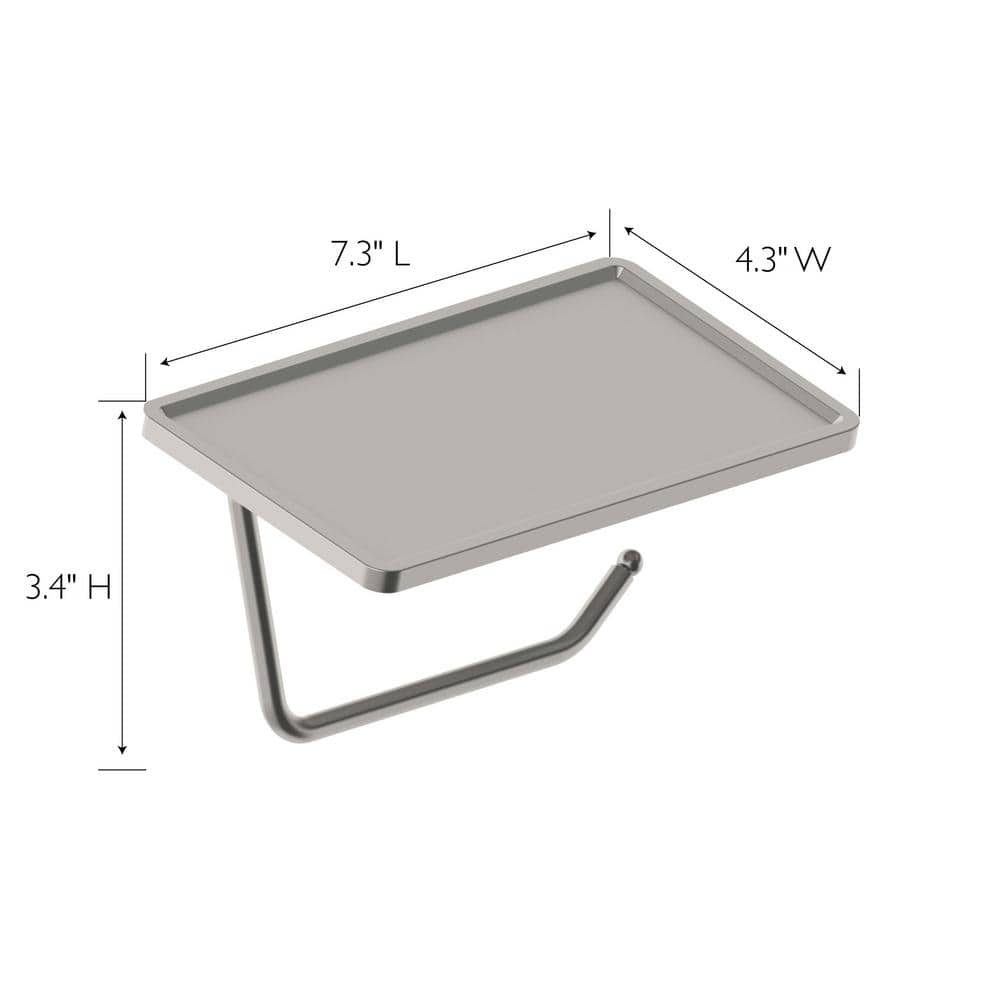 Satin Nickel Wall-Mounted Toilet Paper Holder with Shelf